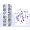 1 Set Round Nail Art Rhinestone Kit with Storage Box 12 Grids Flatback Rhinestone DIY Nail Design Crafting Decoration Fake Gems