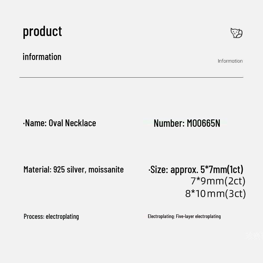 925 Sterling Silver Oval Moissanite Pendant Necklace - Classic, Versatile Design for Women