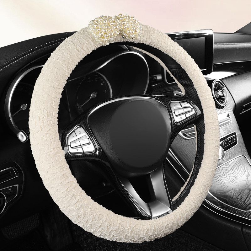 2025 New Arrival Pearl Car Steering Wheel Cover Universal Grip Cover Suitable for Four Seasons Women