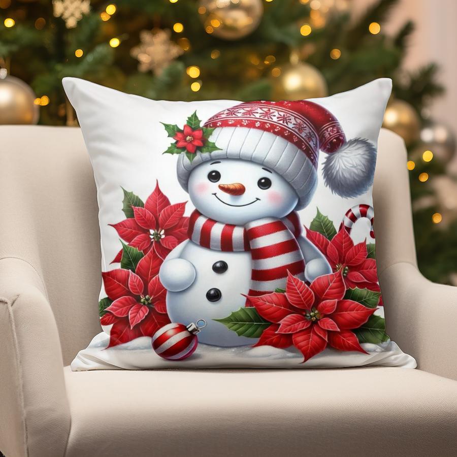 Home Decor Snowmen Christmas Decorative Pillow Suitable For Sofa Bedroom Car Pillow Cover Cushion Rectangular Back Cushion