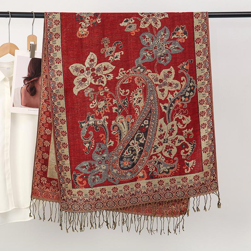 Light Luxury Imitation Cashmere Jacquard Shawl Women'S Autumn And Winter Cape Dual-Purpose Scarf, High-End Business Gifts