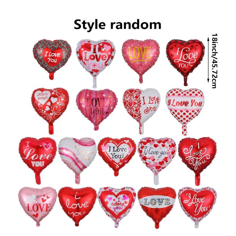 10pcs Random Love Valentine's Day 18-inch Foil Heart-shaped I Love You Balloon Set For Wedding Engagement Party Decoration