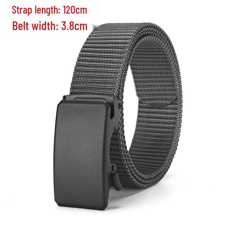 Men's Tactical Canvas & Nylon Woven Belt with Leather Trim - Elastic and High-End Accessory