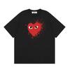 Unisex Crew Neck Short Sleeve Loose Fit Japanese Fresh T-Shirt Heart Geometric Print 100% Cotton Top
