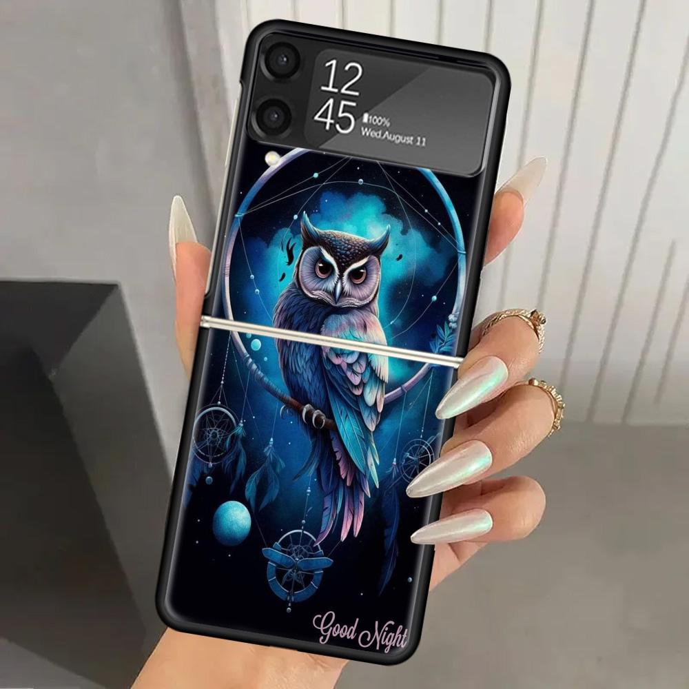 Retro Feather Dreamcatcher Hard PC Phone Case For Samsung Galaxy Z Flip 6 5 4 3 Black Cover ZFlip6 Flip5 Flip4 5G Foldable Print