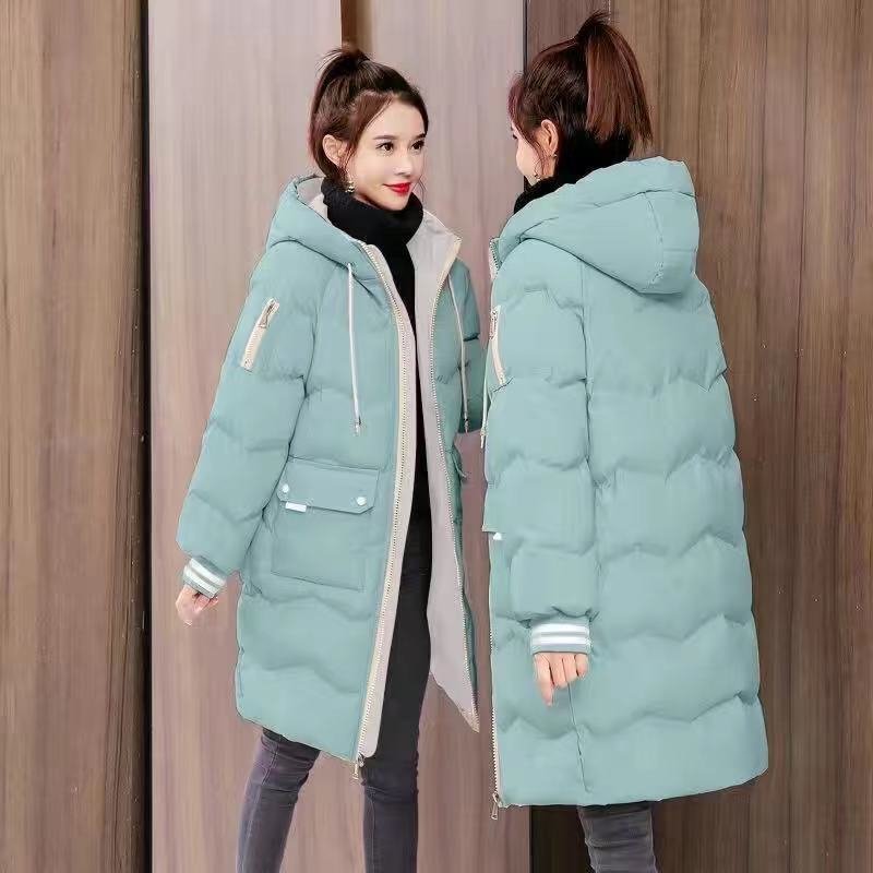 Baumwolle gepolsterte Frauen mittlere lange koreanische lose verdickte Winterjacke neues Brot