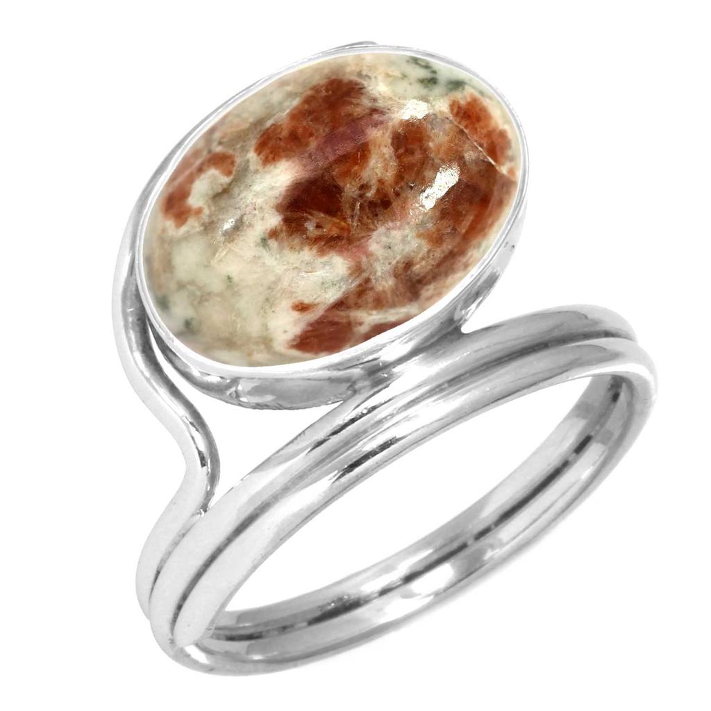925 Sterling Silver Ring Women Gemstone Handmade Jewelry Mothers' Day Gift Dragon Blood Jasper Garnet In Limestone Kiwi Quartz Fashion
