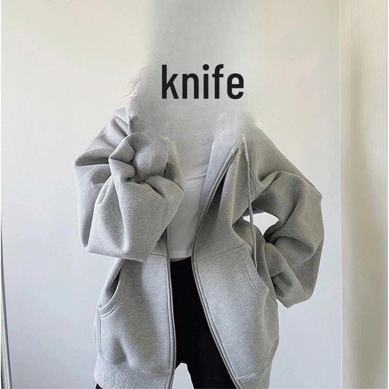 

Women s 2022 Korean Style Loose Thin Plus Velvet Hooded Sweatshirt L