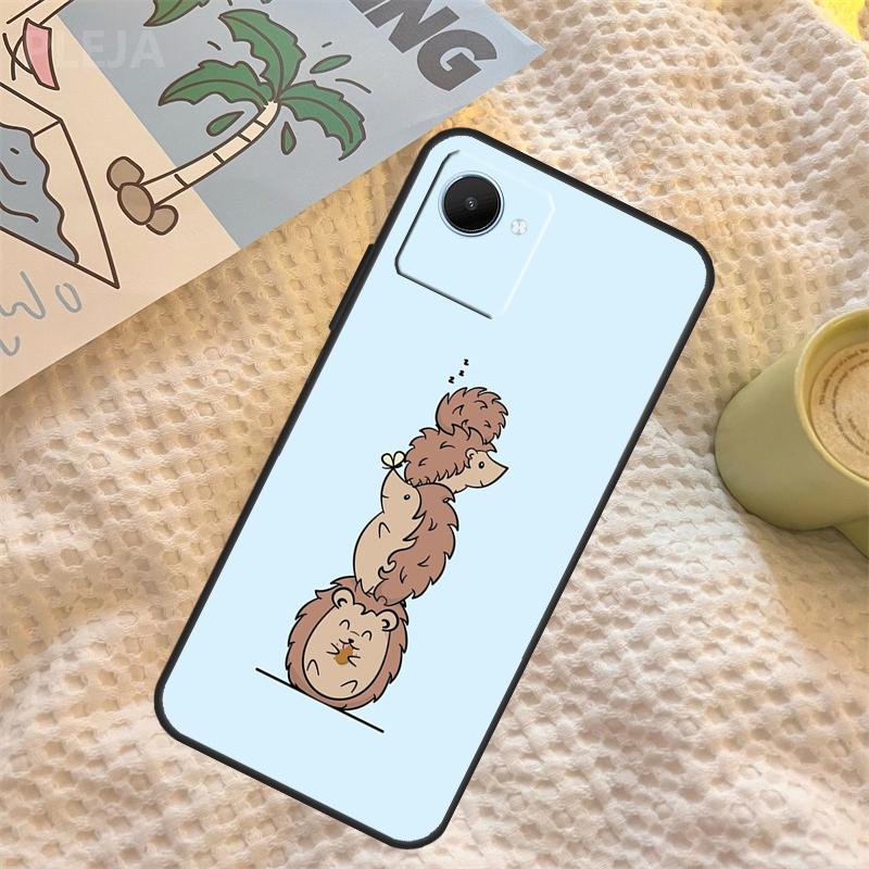 Kawaii Hedgehog Case For Realme C55 C71 C67 C51 C75 C63 C61 C65 C53 C35 11 12 13 14 Pro Plus GT6 GT7 15 Pro