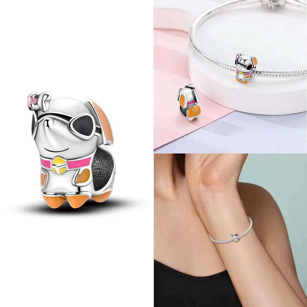 Original Bracelet Women Jewelry Diy Children'S Day Gift Beads Copper Pink Zircon Cats Dogs Red Heart Squirrels Bead