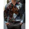 New Men's Long Sleeved Shirt 3D Butterfly Print Long Sleeved Luxurious Irregular Pattern Shirt Collar Top