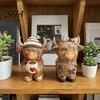 Farmhouse Kitchen Decor Highland Cow Figurine, Resin Coffee Statue for Home Decor, Artistic Rustic Living Room Country Style Tabletop Ornament