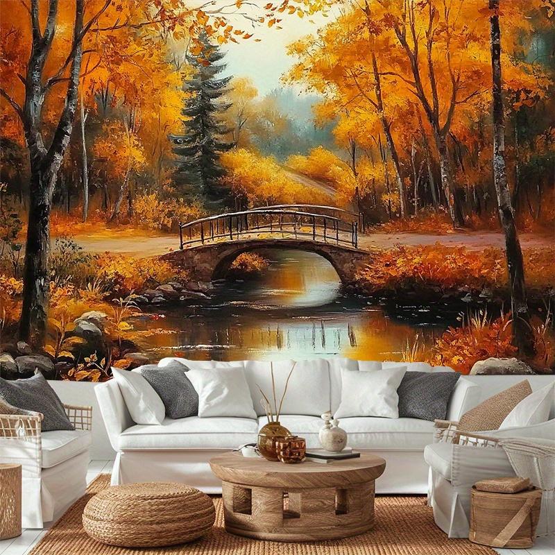 1 autumn landscape pattern with a colorful autumn leaves polyester background fabric suitable for home decorationzyc