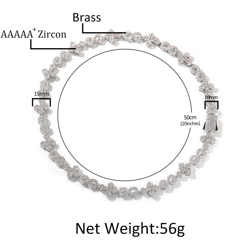 Hipster Necklace Diamond Cross 8-character Chain Personalized Men's Jewelry