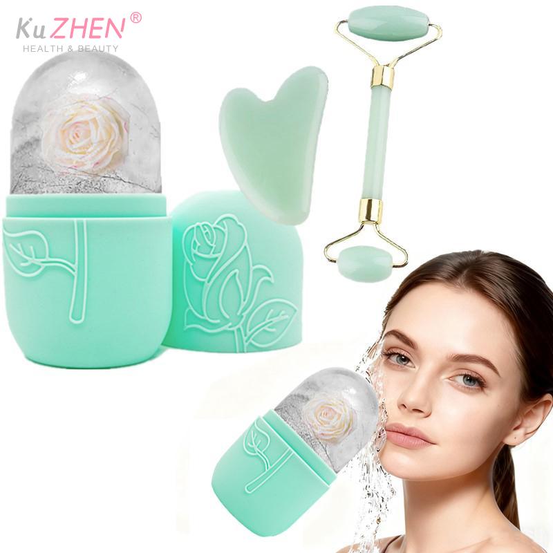 3pcs Ice Face Roller Facial Skincare Ice Roller Set Facial Roller Gua Sha Face Tool Set Face Massage Roller Lifting Contouring
