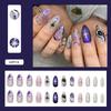 24 Stück Y2K Romantisch Blauverlauf Französische Spitze Gold Mond Stern Mandel Press-On Nägel Falsche Nagelspitzen für Damen