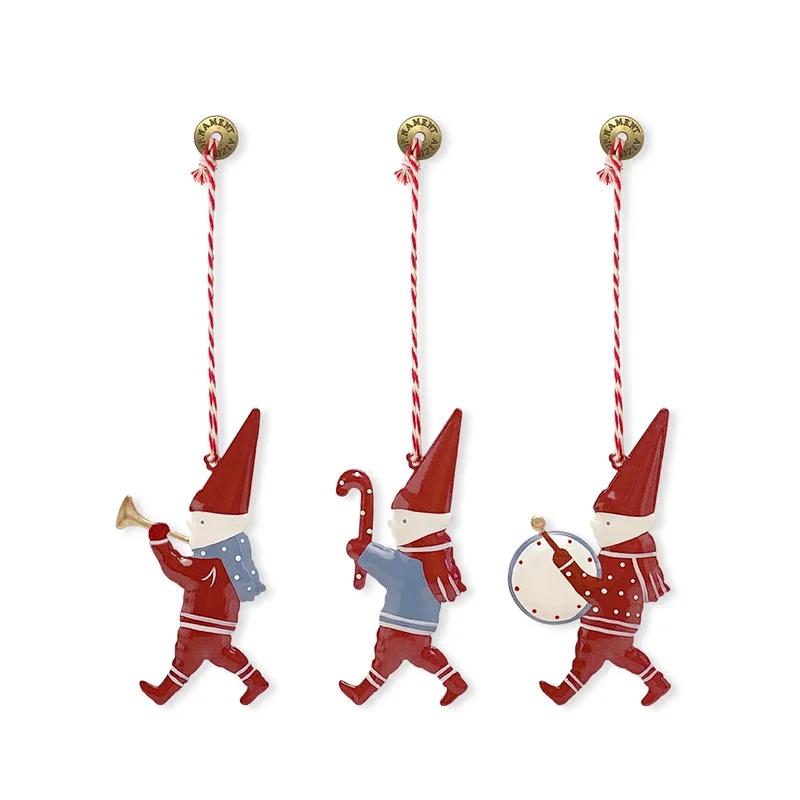 Retro Christmas Decoration Iron Pendant Christmas Tree Room Party Holiday Decorative Metal Home Ornaments Shoot Prop Key Lanyard