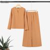 ZANZEA Women Casual Long Sleeve Blouse and Pants Two Piece Suit Sets