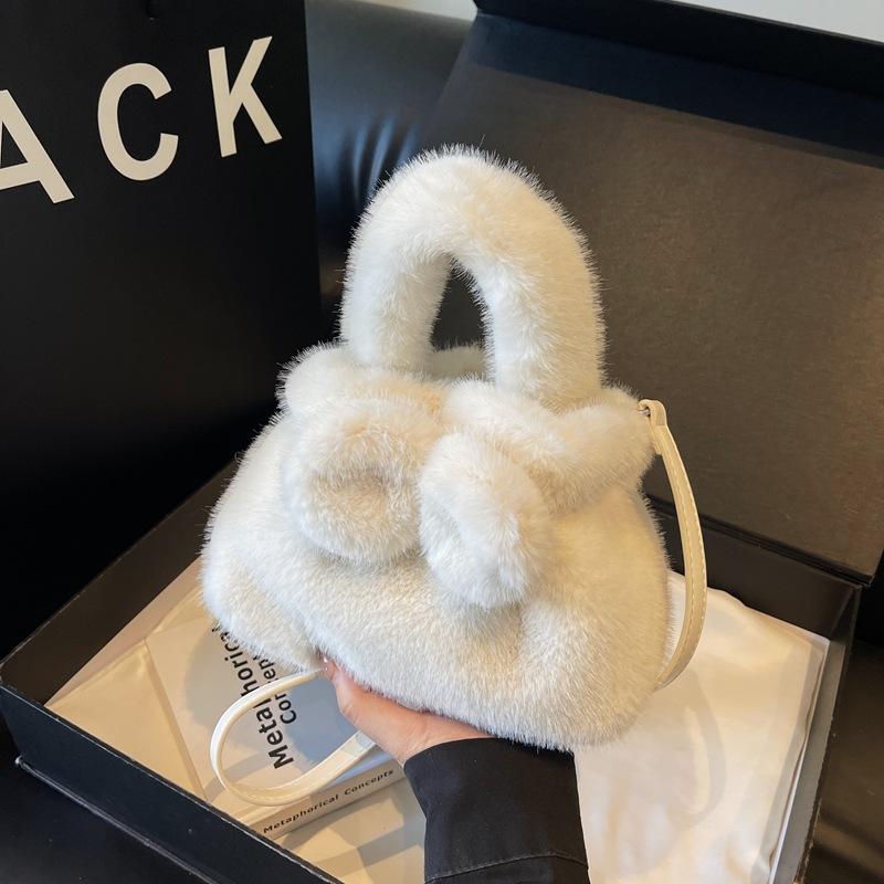 Fashion Messenger Bag Women's Casual Plush Bag Plush Bag Plush Handbag Bucket Bag