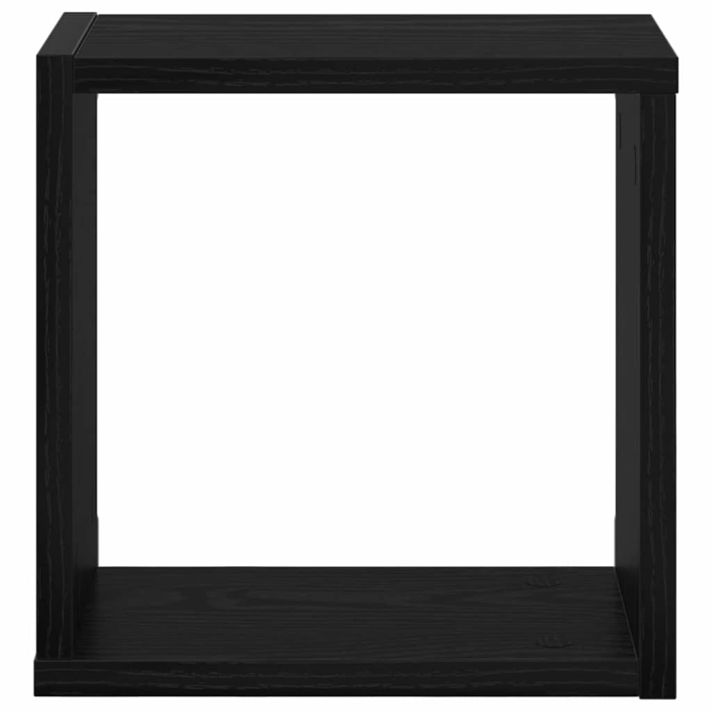 Wall Shelves with Shelf 2 pcs Black Oak Effect Wood Based Material