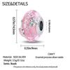 925 Silver Pink Flower Glass Charms Beads For Women Fit Bracelet DIY Birthday Party Jewelry Gifts