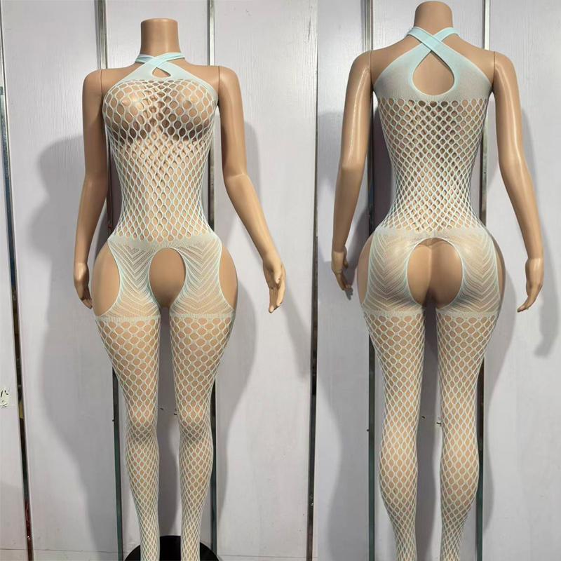 Underwear Crotchless Babydolls Dress Costume Sexy Halter Neck Bodystockings Fishnet Hollow Baby Dolls Lingerie Women