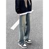 High Street American retro loose straight pants washed old ripped jeans men's ins trendy casual trousers