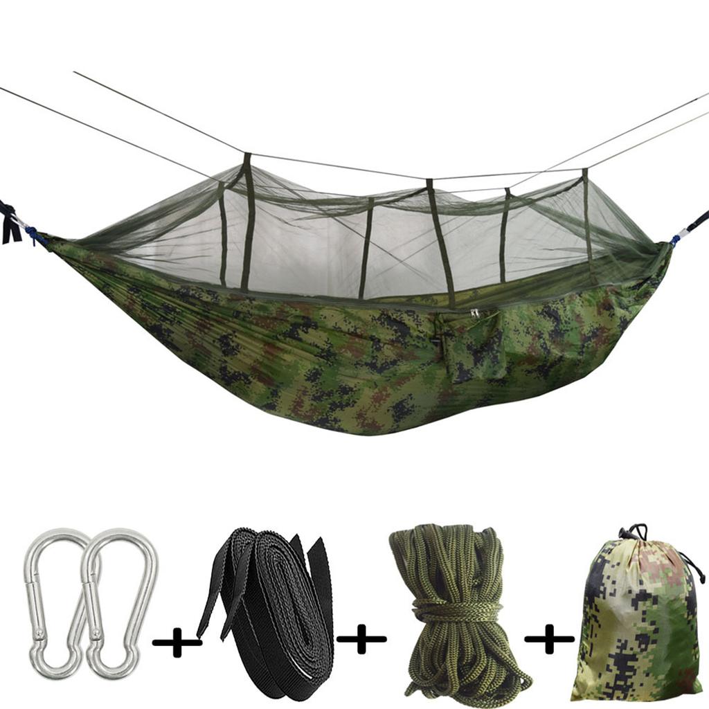 Camping Hammock with Mosquito Net Easy To Set Up with Carabiner Strap Rope Accessory Suitable for Backpacking Hiking
