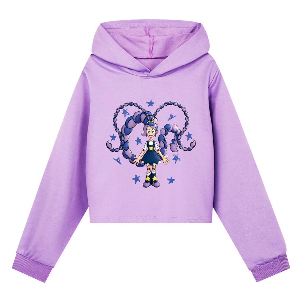 5592 Kids Girls Bobi Lily Time Printed Hooded Sweatshirt Long Sleeves Hoodies 110cm фиолетовый