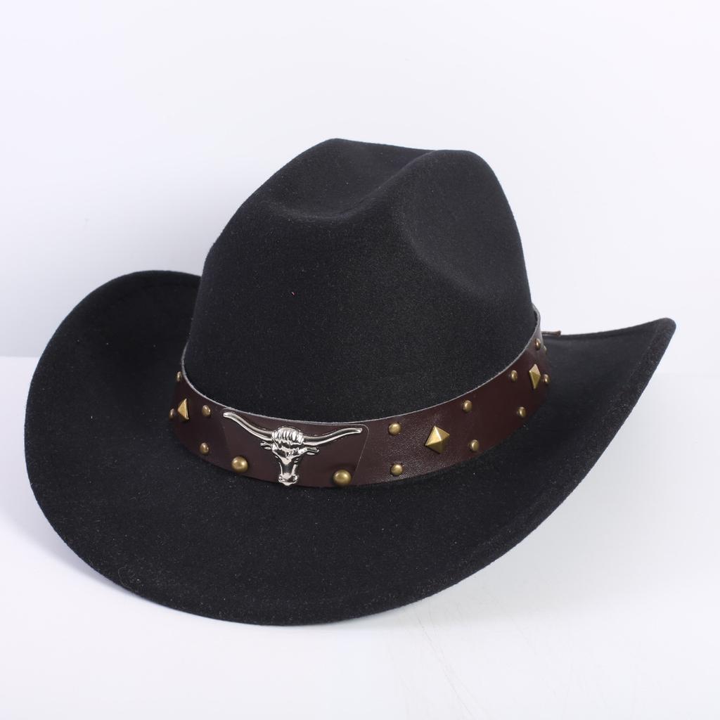 Beliebte europäische und amerikanische Mode OL-Stil einfarbiger Cowboyhut Herren und Damen High-End Zylinder Jazzhut Filzhut
