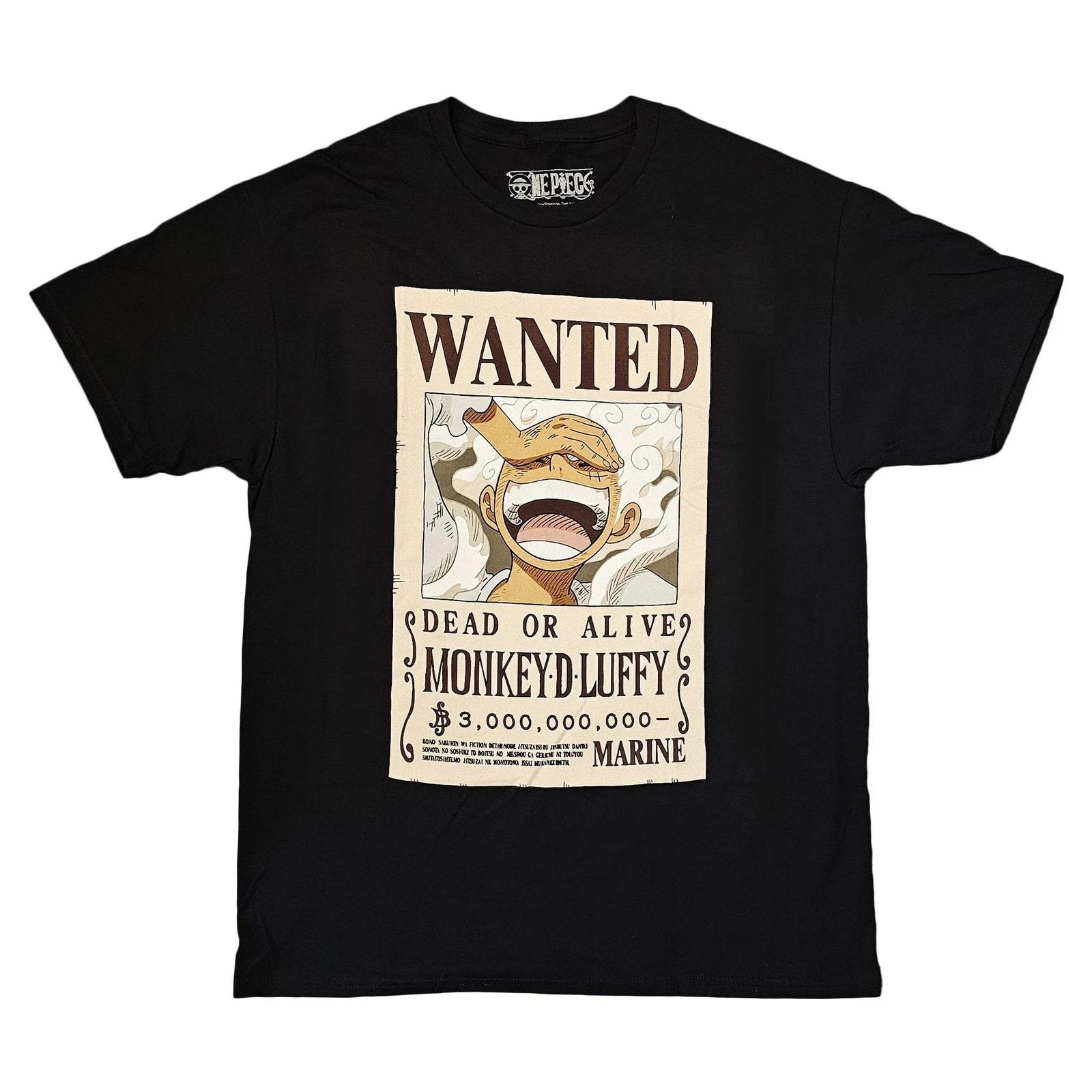 Anime Pirate Wanted Poster Graphic T-Shirt Cotton Unisex Streetwear Tee XXL