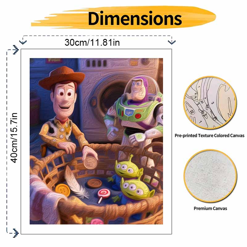 Disney Digital Oil Painting Art Kit Toy Story Woody Buzz Lightyear Handmade Coloring Painting Home Decor