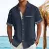 Men's Vintage Button Down Bowling Shirts Short Sleeve Summer Beach Shirt