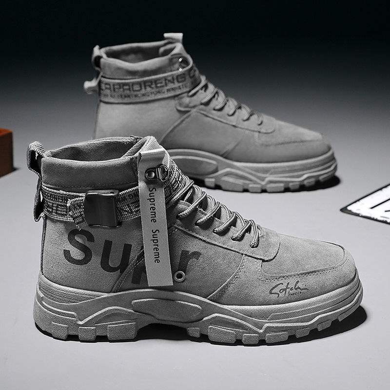 Autumn New Martin Boots Men's Versatile Casual Velvet Thickened Warm High-top Autumn Tooling Short Boots Men's Snow Boots