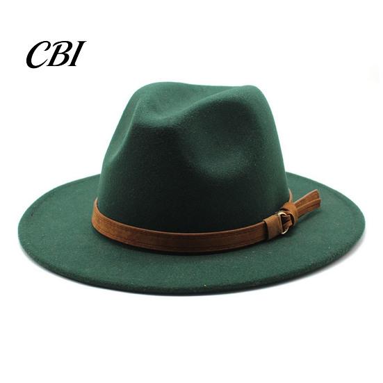 Outdoor Hiking Headwear Wool Felt Fedora Hat, Unisex Panama Hat with Faux Leather Band, Casual Daily Wear Wide Brim Vintage Trilby for Women