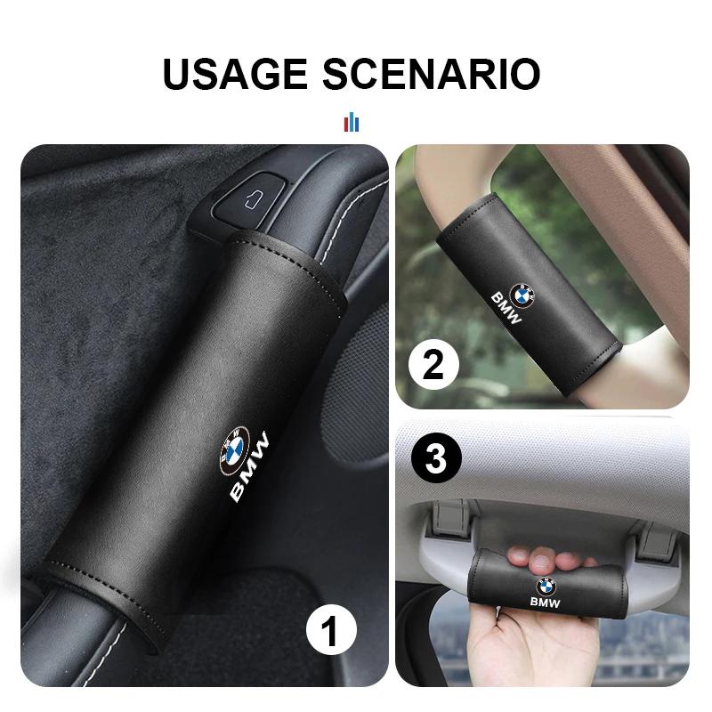 2Pcs Leather Car Roof Handle Cover Gloves Interior Protector For BMW X1 X2 X3 X5 X4 X6 X7 G30 G20 G32 G11 G12 F40 F30 F20 F10