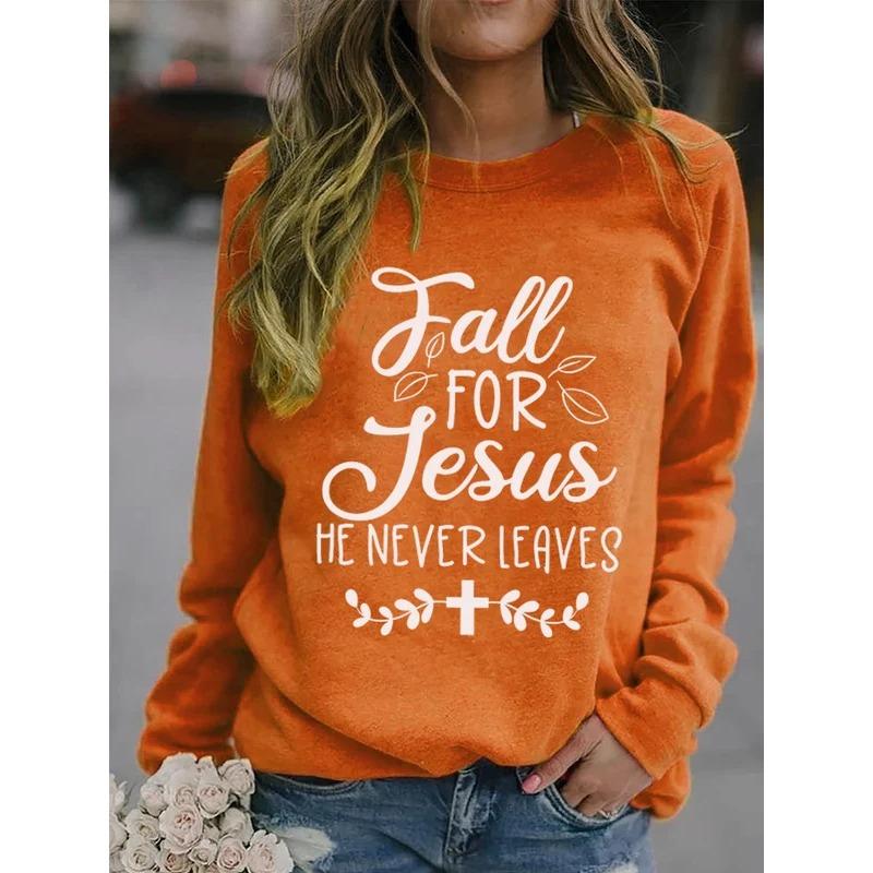 Shoulder sleeves autumn winter letter loose 3D printed long sleeved round neck sweatshirt Pullovers & Long Sleeves (women’s)