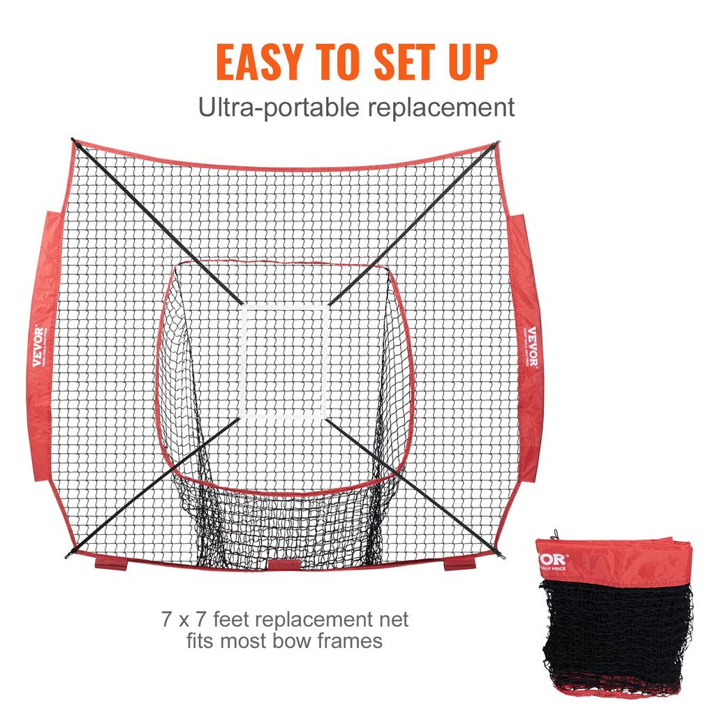 VEVOR 7x7 Ft Baseball Softball Practice Net, Portable Baseball Training Net for Hitting Batting Catching Pitching