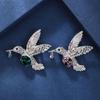 Rhinestone Hummingbird Brooches For Women Unisex Bird Animal Pins Banquet Party Backpack Gifts Jewelry Accessories