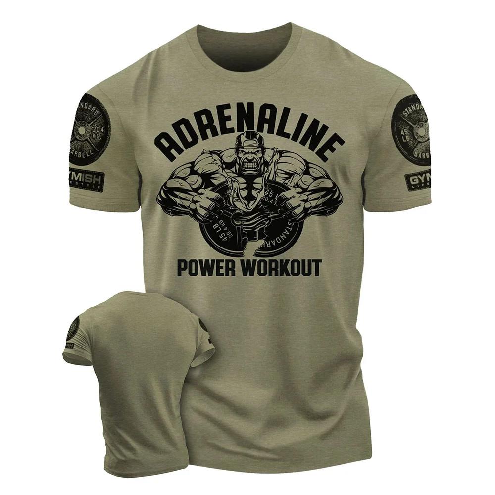3D-Druck Adrenalin Kraft Workoout Fitnessstudio T-Shirt Hohe Qualität Lässig Herren Kurzarm Oberteil Muskelmann Harter Kerl T-Shirt