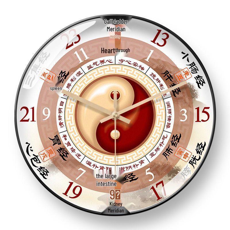 TCM Health Wall Clock with Auto Time Correction & Earthly Branches