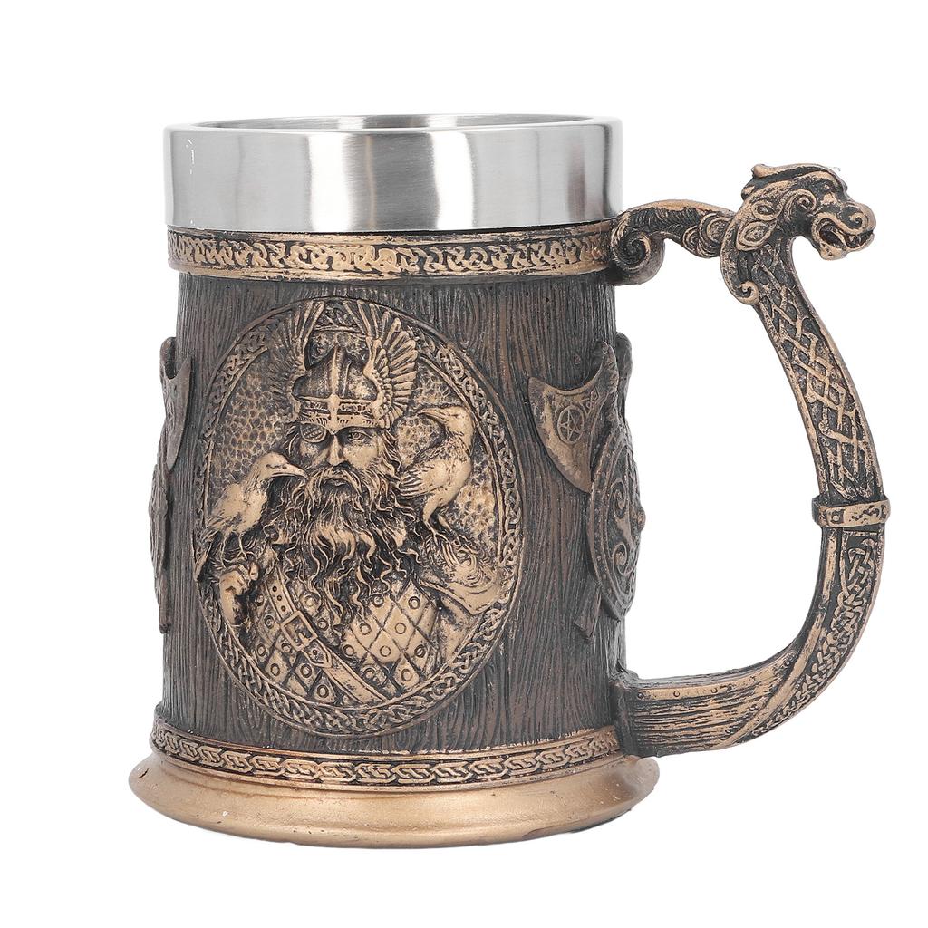 Nerezový hrnek Inovativní Pirátský Retro Velkokapacitní Pivní hrnek na Pivo Kávu Nápoj Bronzový