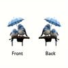 Fairy Garden Stakes 2D Acrylic Blue Bird with Umbrella Decorative Stakes for Outdoor Garden Yard Home Decorations