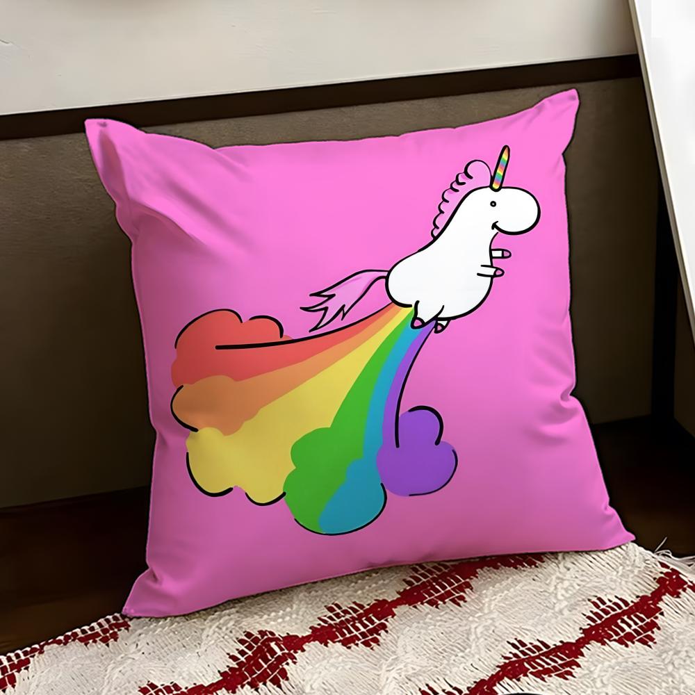 Glittering Magical Unicorn Cushion Cover Reversible Soft Durable Pillow Cover Home Car MultiScene Use for Daily Comfort