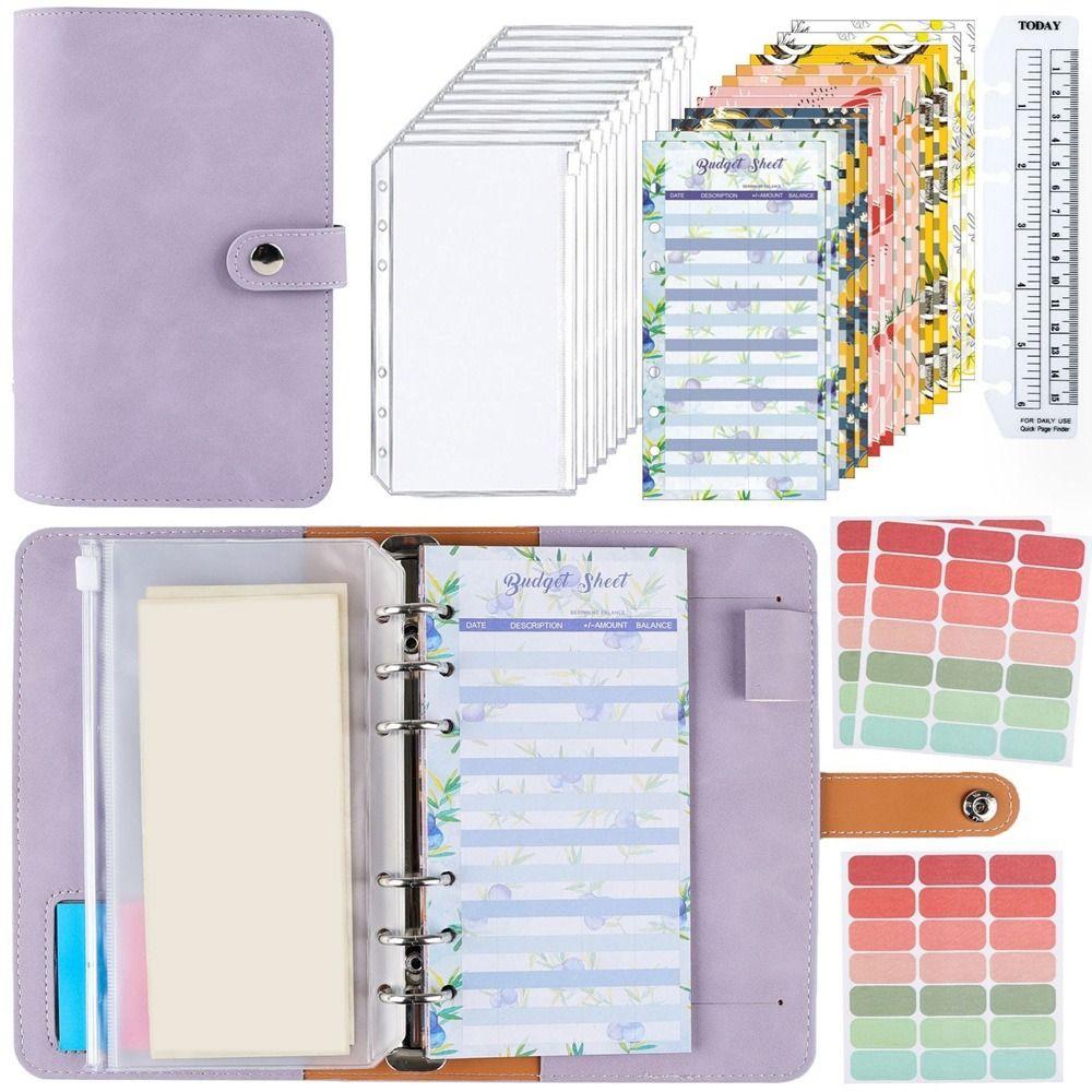 Colorful A6 Soft Budget Binder Planner PU Notebook Binder Money Saving Envelope  for Budgeting