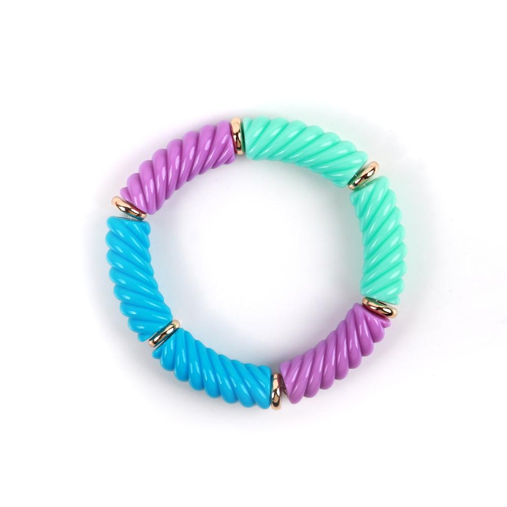 Bohemain Acrylic Twist Bamboo Stack Elastic Bracelets for Women Men 2025 Colorful Resin Tube Beads Bracelet Bangle Jewelry Gift