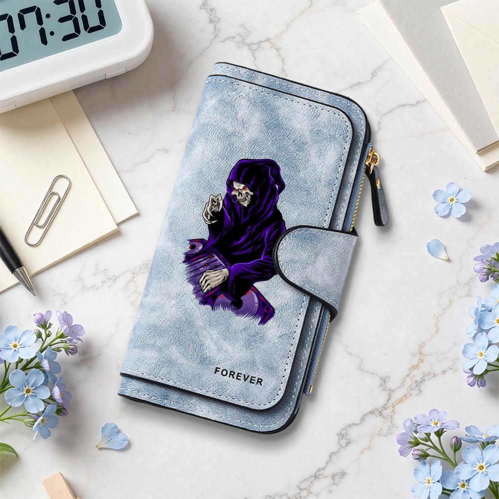 Gothic Grim Reaper Long Wallet Cool Printed Purse Forever Card Holder