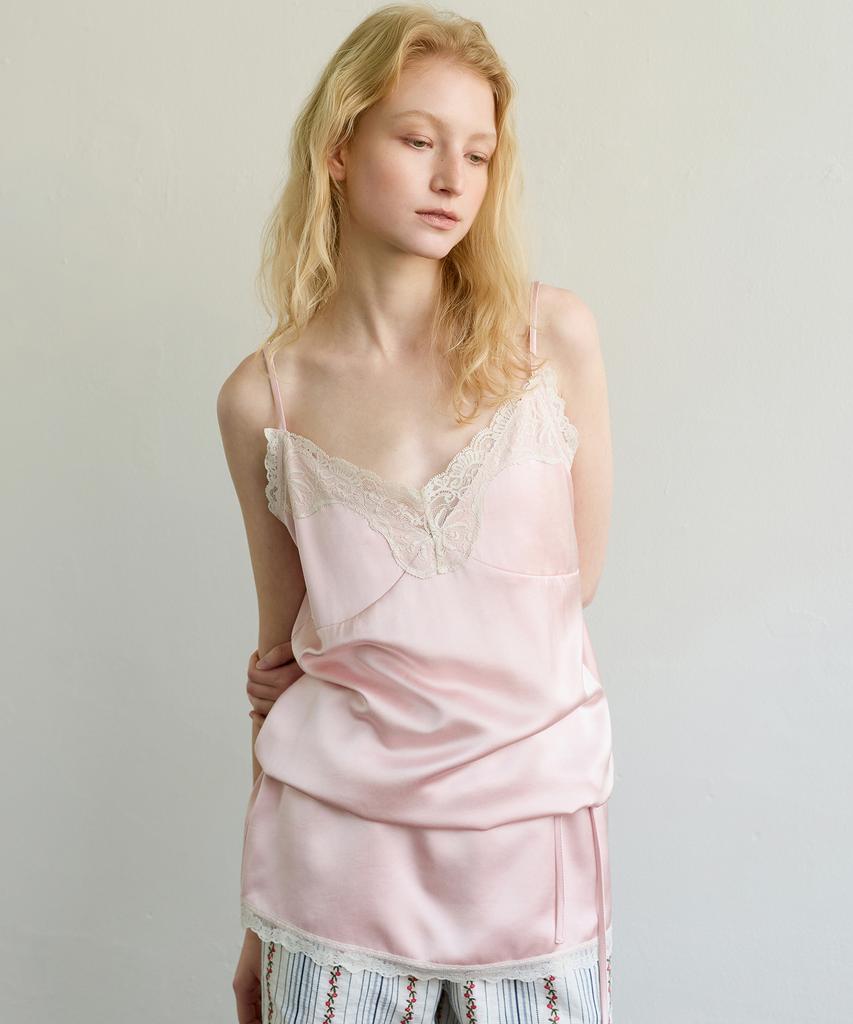 Aobteu Lace Slip Mini Dress - Pink