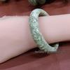 A4 Emerald Green Hetian Jade Bracelet with Floral Design