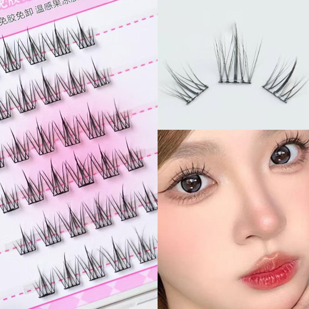 Press on Self Adhesive Cluster Lashes No Need Glue Individual Eyelash  Women's Beauty